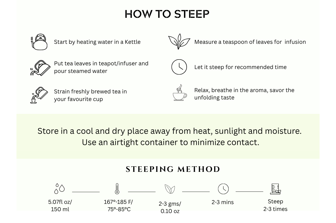 Step-by-step guide on how to steep tea Darjeeling White Tea.